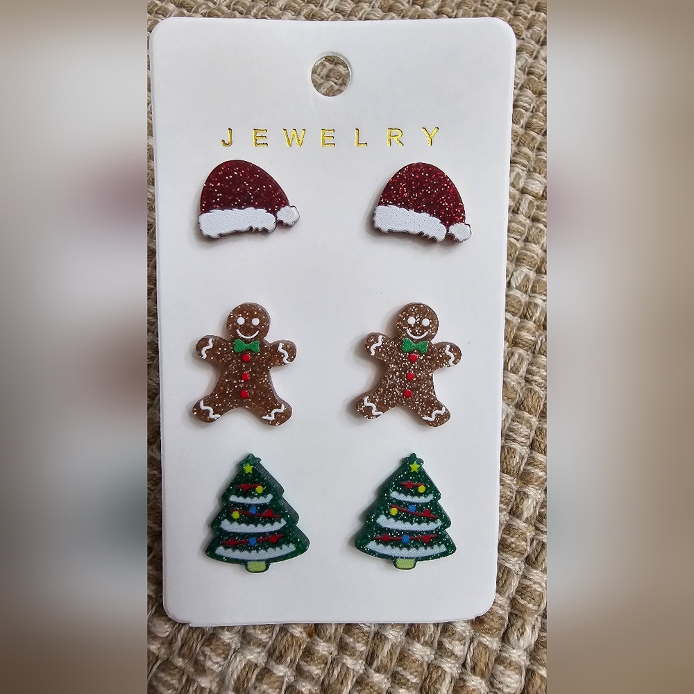 Festive Holiday Earrings Set Of Three NWOT